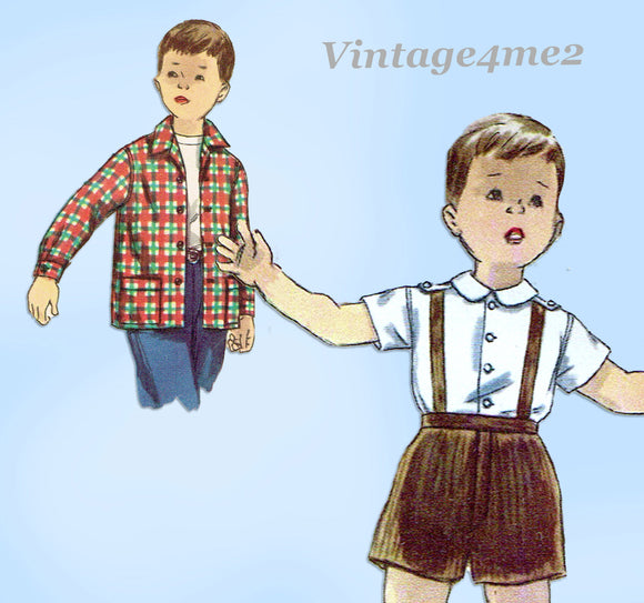 1950s Vintage Simplicity Pattern 1369 Classic Baby Boy's Shirt and Jacket