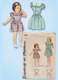 1940s Vintage Simplicity Sewing Pattern 1394 Cute Toddler Girls WWII Dress Sz 2