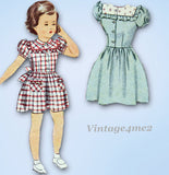 1940s Vintage Simplicity Sewing Pattern 1394 Cute Toddler Girls WWII Dress Sz 2