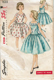 Simplicity 1633: 1950s Stunning Little Girls Party Dress Vintage Sewing Pattern