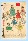 1950s Vintage Simplicity Sewing Pattern 1779 Sweet Sue 18 Inch Doll Clothes ORIG