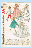 Original circa 1956 Simplicity Pattern No. 1808 - Doll Wardrobe for Revlon and Cissy Dolls