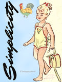 1940s Vintage Simplicity Sewing Pattern 1990 Toddler Girls Romper & Bonnet Sz 2