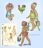1940s Vintage Simplicity Sewing Pattern 1990 Toddler Girls Romper & Bonnet Sz 2