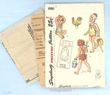 1940s Vintage Simplicity Sewing Pattern 1990 Toddler Girls Romper & Bonnet Sz 2