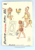 1940s Vintage Simplicity Sewing Pattern 1990 Toddler Girls Romper & Bonnet Sz 2