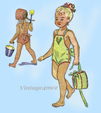 1940s Vintage Simplicity Sewing Pattern 1990 Toddler Girls Romper & Bonnet Sz 2
