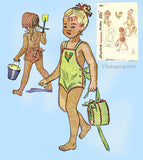 1940s Vintage Simplicity Sewing Pattern 1990 Toddler Girls Romper & Bonnet Sz 2