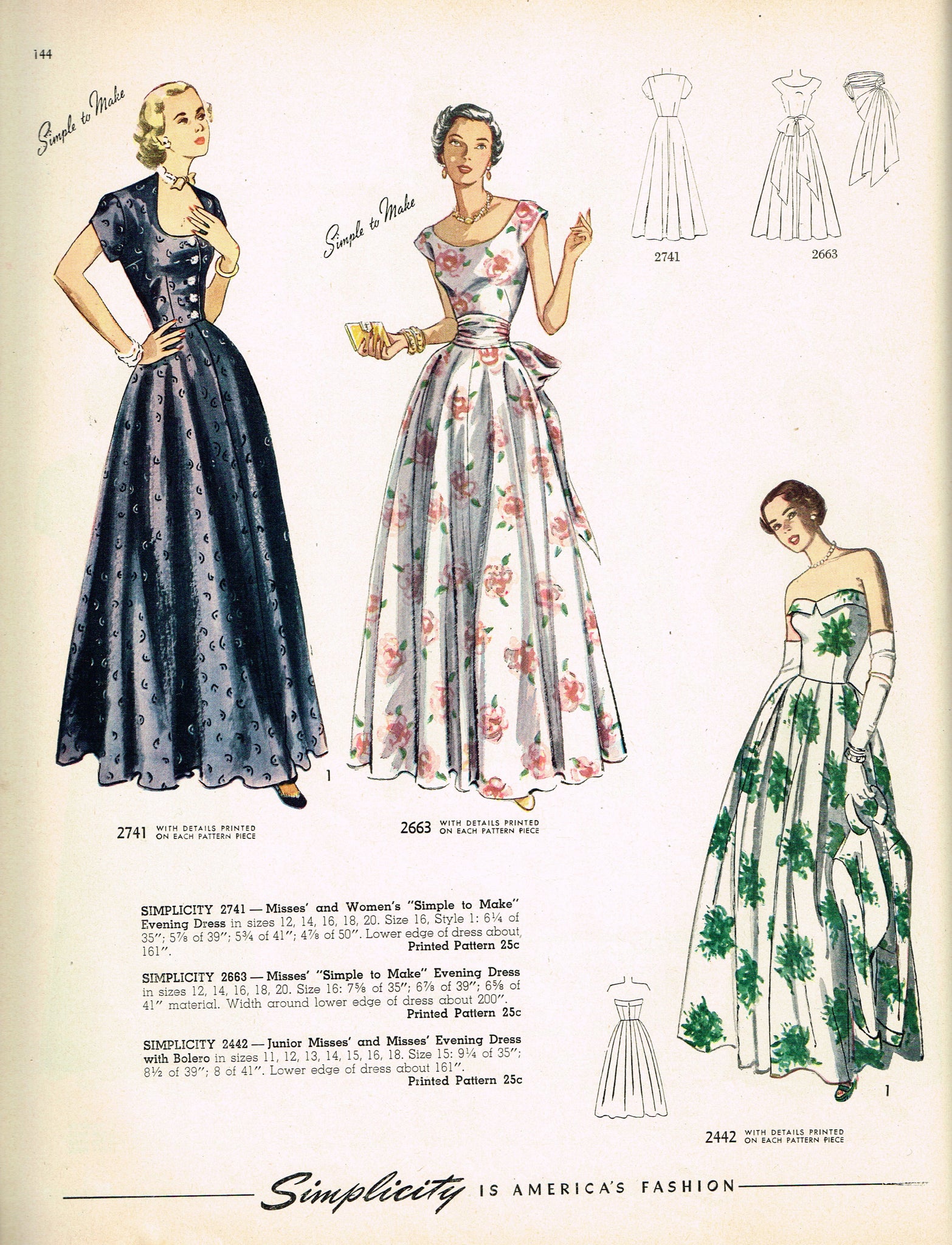Simplicity 2442: 1940s Strapless Gown Size 34 B Vintage Sewing Pattern Vintage4me2 Simplicity 2442: 1940s Strapless Gown Size 34 B Vintage Sewing Pattern Vintage4me2