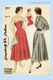 Simplicity 2817: 1940s Uncut Misses Strapless Dress Sz 36 B Vintage Sewing Pattern