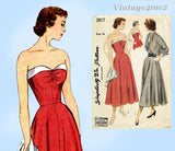 Simplicity 2817: 1940s Uncut Misses Strapless Dress Sz 36 B Vintage Sewing Pattern
