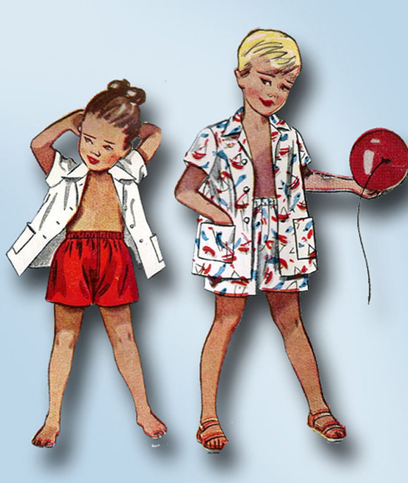 1940s Vintage Simplicity Sewing Pattern 2891 Easy Toddler Shirt and Shorts Sz 4