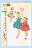 Simplicity 3095: 1950s Sweet Toddler Girls Dress Sz5 Vintage Sewing Pattern