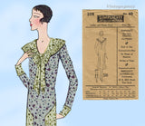 Simplicity 318: 1930s Rare Misses Street Dress Size 40 Bust Vintage Sewing Pattern