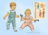 1960s Original Vintage Simplicity Sewing Pattern 3214 Toddlers Overall Set Sz 2