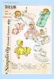 1960s Vintage Simplicity Sewing Pattern 3218 16 Inch Baby Doll Clothes Set