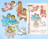 1960s Vintage Simplicity Sewing Pattern 3669 Uncut 16 Inch Baby Doll Clothes ORIG