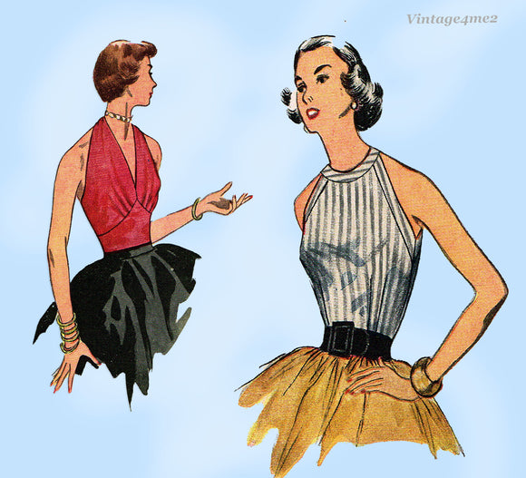 Simplicity 3839: 1950s Chic Uncut Misses Halter Top 34 B Vintage Sewing Pattern