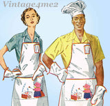 1950s Vintage Simplicity Sewing Pattern 4061 Cute His and Hers BBQ Aprons Fits All