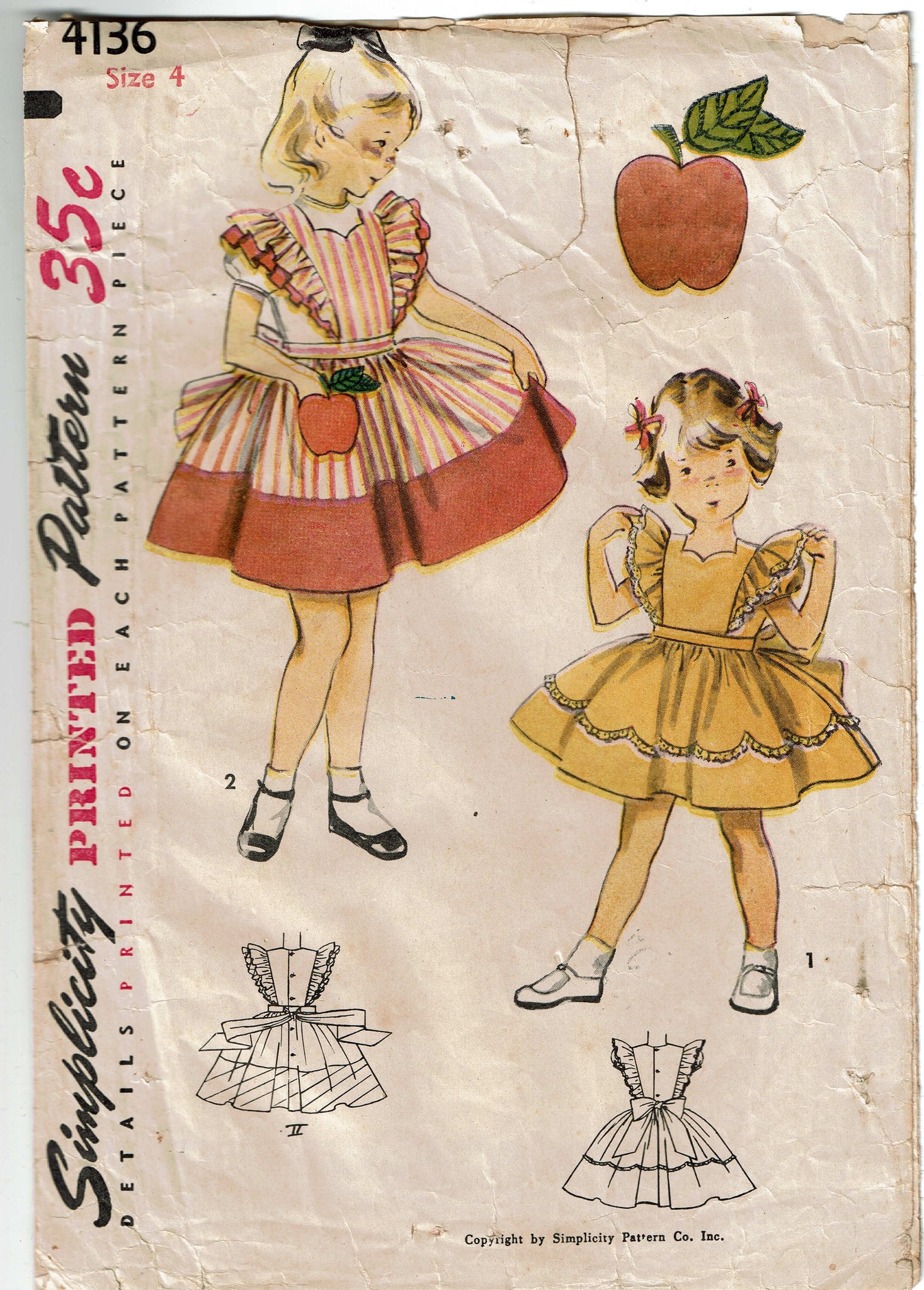 1950s Vintage Simplicity Sewing Pattern 4136 Cute Toddler Girls Pinafo Vintage4me2 1950s Vintage Simplicity Sewing Pattern 4136 Cute Toddler Girls Pinafo Vintage4me2