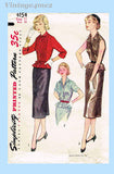 1950s Vintage Simplicity Sewing Pattern 4154 Misses Tucked Blouse Skirt Sz 29 B