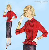 1950s Vintage Simplicity Sewing Pattern 4154 Misses Tucked Blouse Skirt Sz 29 B