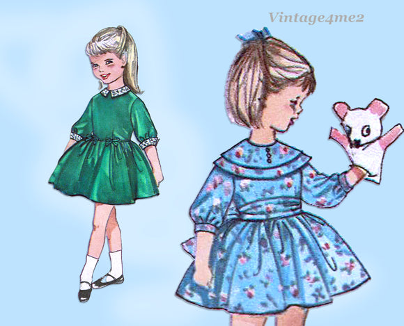 Simplicity 4244: 1960s Classic Toddler Girls Party Dress Vintage Sewing Pattern