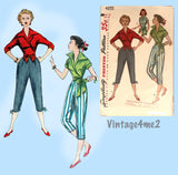 1950s Vintage Simplicity Sewing Pattern 4255 Uncut Misses Wrap Blouse Pants 32B