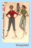 1950s Vintage Simplicity Sewing Pattern 4255 Uncut Misses Wrap Blouse Pants 32B