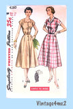 1950s Misses Simplicity Sewing Pattern 4260 Charming Misses Street Dress Sz 34 B