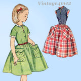 1950s Vintage Simplicity Sewing Pattern 4387 Little Girls Casual Dress Size 7