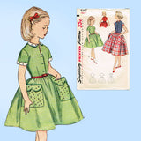 1950s Vintage Simplicity Sewing Pattern 4387 Little Girls Casual Dress Size 7