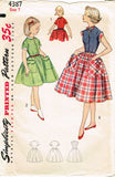 1950s Vintage Simplicity Sewing Pattern 4387 Little Girls Casual Dress Size 7