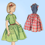 1950s Vintage Simplicity Sewing Pattern 4387 Little Girls Casual Dress Size 7