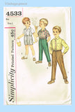 1950s Vintage Simplicity Sewing Pattern 4533 Uncut Baby Boys Shirt & Pants Size 2