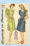 1940s Vintage Simplicity Sewing Pattern 4632 Misses WWII Pinafore Sun Dress 32B