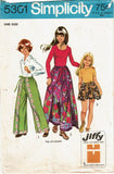 1970s Vintage Simplicity Sewing Pattern 5301 Uncut Little Girls Wrap Pants Fits All