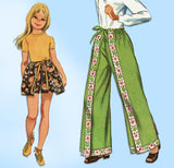 1970s Vintage Simplicity Sewing Pattern 5301 Uncut Little Girls Wrap Pants Fits All