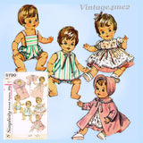 1960s Vintage Simplicity Sewing Pattern 5730 Cute Tiny Tears Baby Doll Clothes