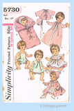 1960s Vintage Simplicity Sewing Pattern 5730 Cute Tiny Tears Baby Doll Clothes