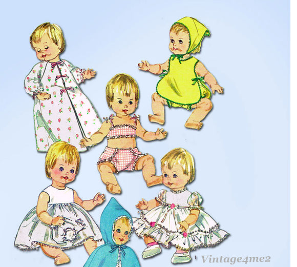 1960s Vintage Simplicity Sewing Pattern 6817 Uncut Ginny Baby 16 Inch Doll Clothes