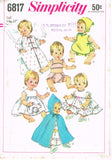 1960s Vintage Simplicity Sewing Pattern 6817 Uncut Ginny Baby 18 Inch Doll Clothes