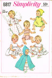 1960s Vintage Simplicity Sewing Pattern 6817 Uncut Ginny Baby 16 Inch Doll Clothes