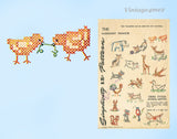 1940s Vintage Simplicity Transfer Pattern 7141 Small Uncut X-Stitch Kids Motifs