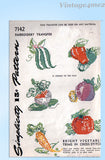 1940s VTG Simplicity Embroidery Transfer 7142 Uncut X-Stitch Veggie Tea Towels