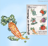 1940s VTG Simplicity Embroidery Transfer 7142 Uncut X-Stitch Veggie Tea Towels