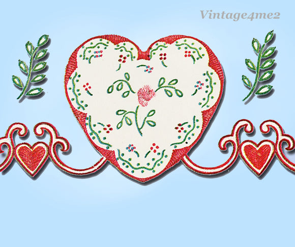 1940s Vintage Simplicity Embroidery Transfer 7275 Uncut Heart Trims for Clothes