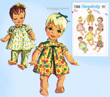1960s Vintage Simplicity Sewing Pattern 7368 Uncut Baby Doll Clothes