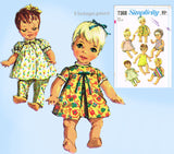 1960s Vintage Simplicity Sewing Pattern 7368 Uncut Baby Doll Clothes