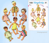 1960s Vintage Simplicity Sewing Pattern 7368 Uncut Baby Doll Clothes